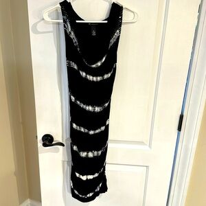 INC black dress with muted white stripes and sequins, size M, worn once
